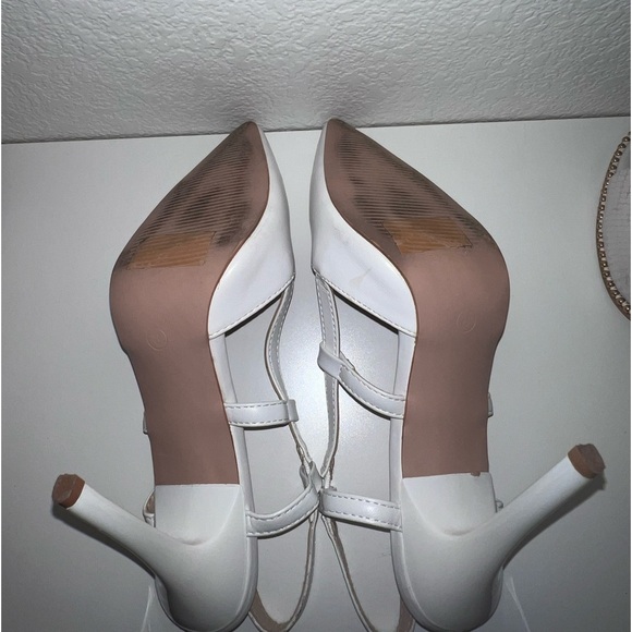 Size 8 White Leather stilettos pointed toe strappy sling back stilettos - Picture 4 of 9